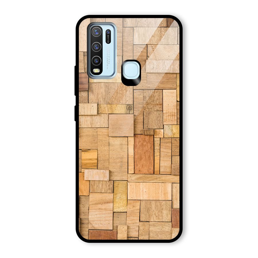 Wooden Blocks Glass Back Case for Vivo Y30