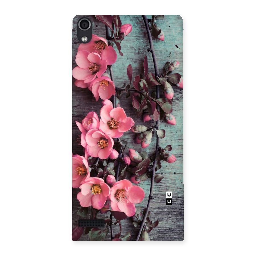 Wooden Floral Pink Back Case for Ascend P6