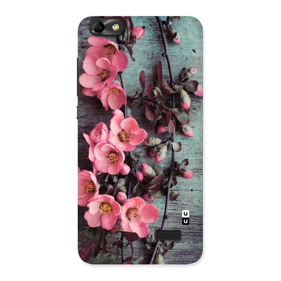 Wooden Floral Pink Back Case for Honor 4C