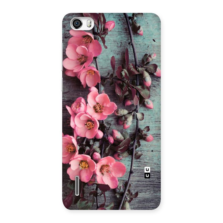 Wooden Floral Pink Back Case for Honor 6
