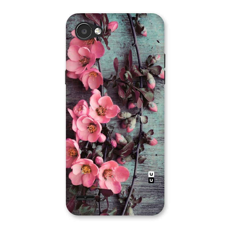Wooden Floral Pink Back Case for LG Q6