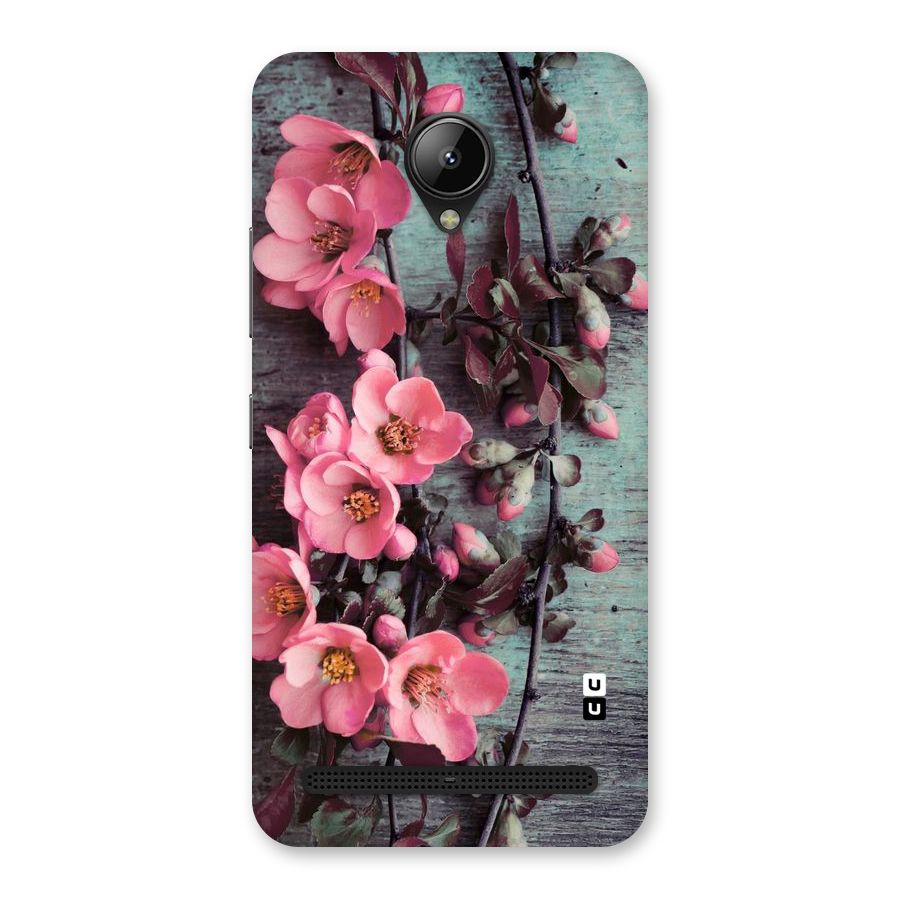 Wooden Floral Pink Back Case for Lenovo C2