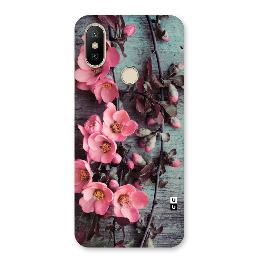 Wooden Floral Pink Back Case for Mi A2