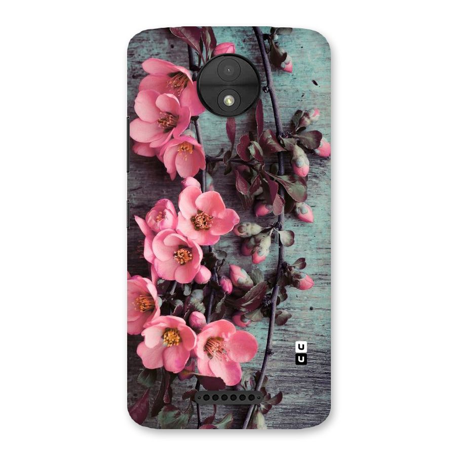Wooden Floral Pink Back Case for Moto C