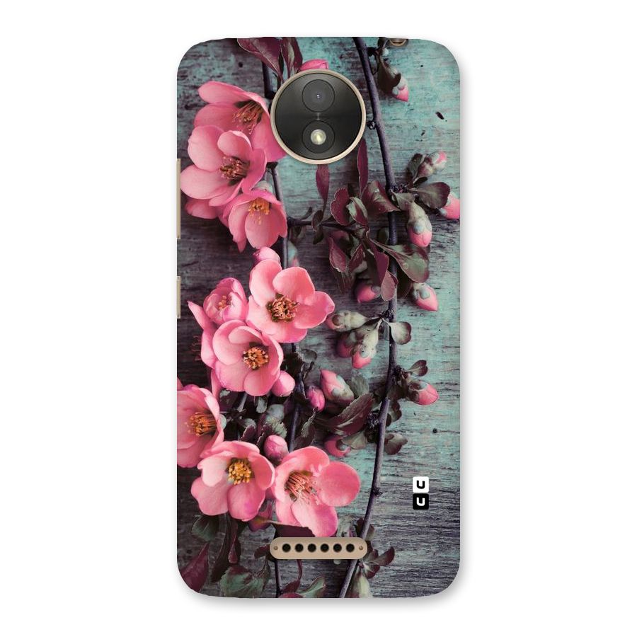 Wooden Floral Pink Back Case for Moto C Plus
