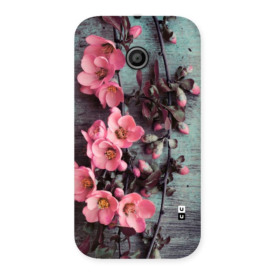 Wooden Floral Pink Back Case for Moto E