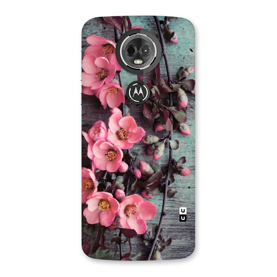 Wooden Floral Pink Back Case for Moto E5 Plus