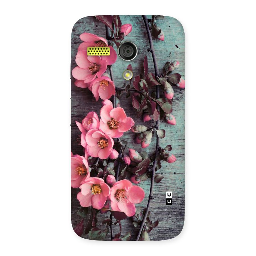 Wooden Floral Pink Back Case for Moto G