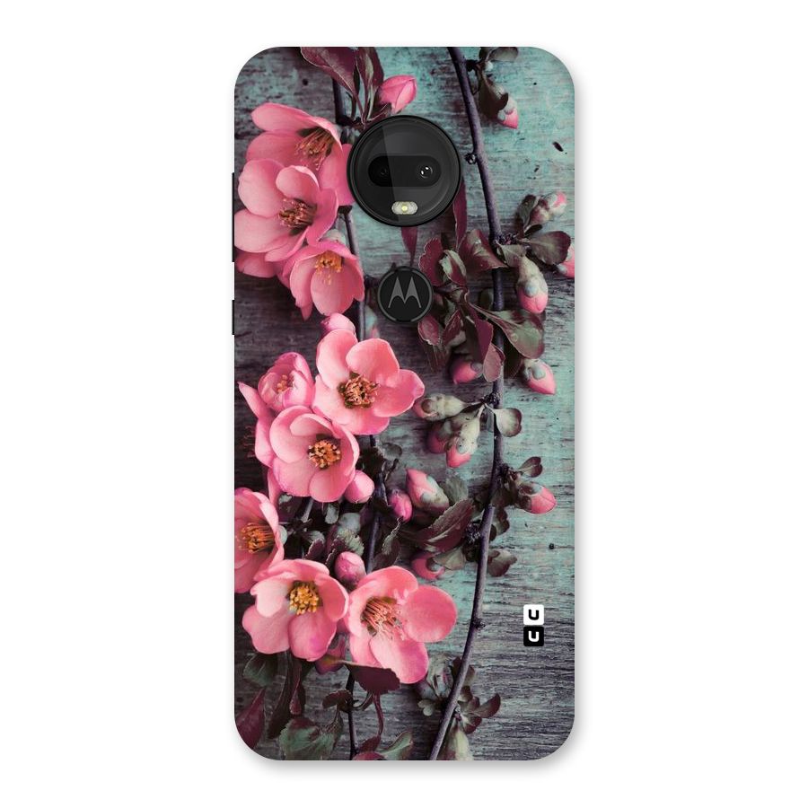 Wooden Floral Pink Back Case for Moto G7