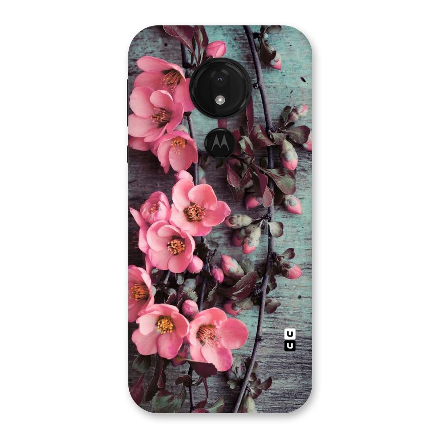 Wooden Floral Pink Back Case for Moto G7 Power