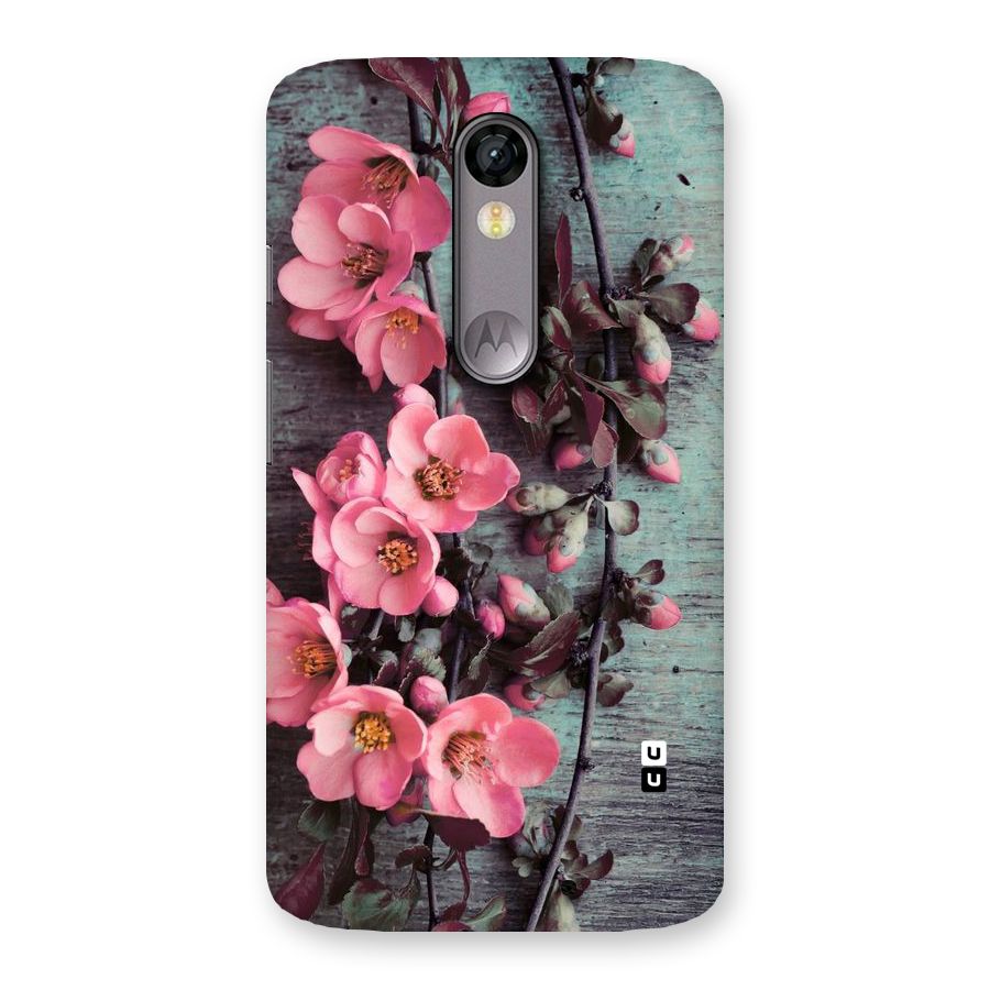 Wooden Floral Pink Back Case for Moto X Force