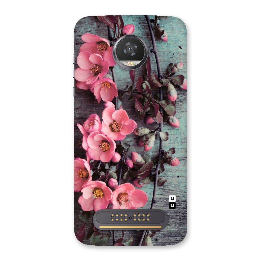 Wooden Floral Pink Back Case for Moto Z2 Play