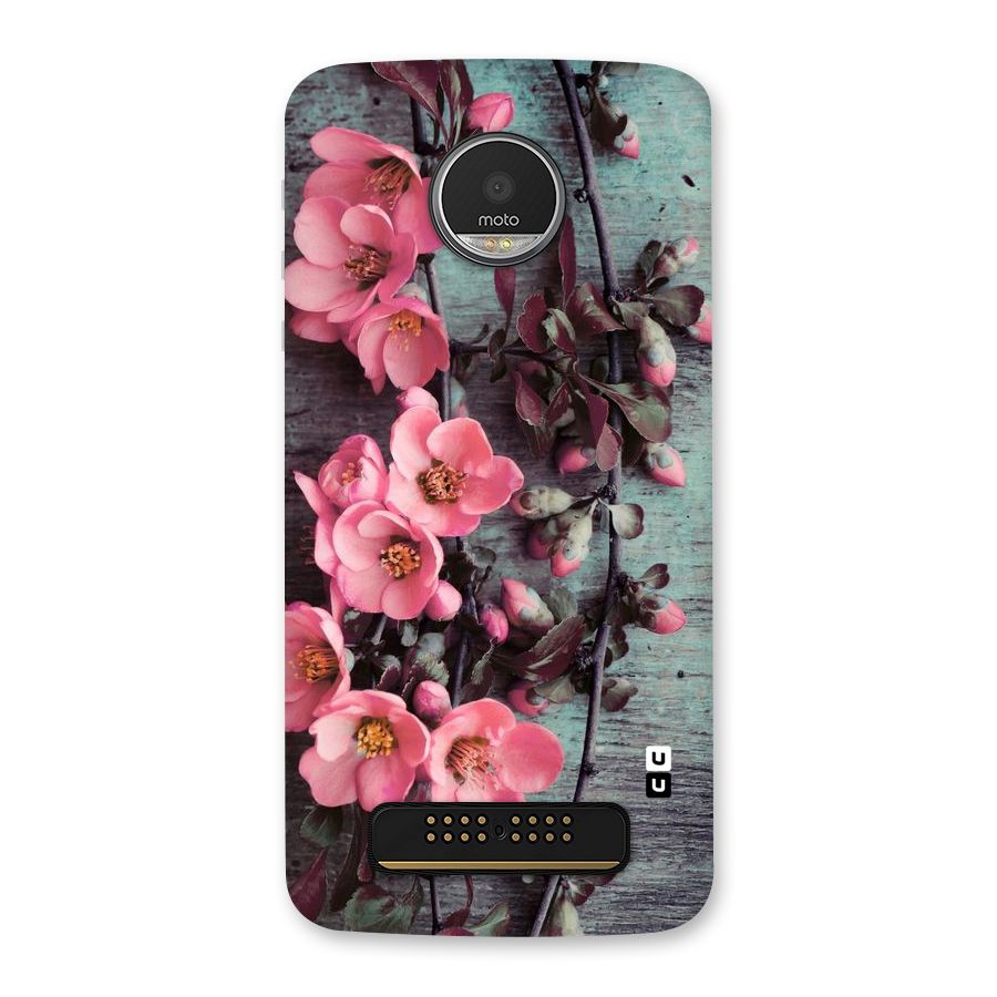 Wooden Floral Pink Back Case for Moto Z Play