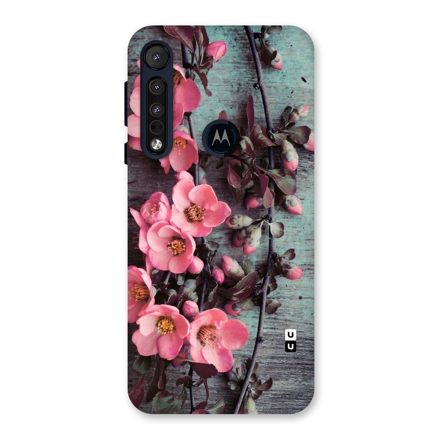 Wooden Floral Pink Back Case for Motorola One Macro