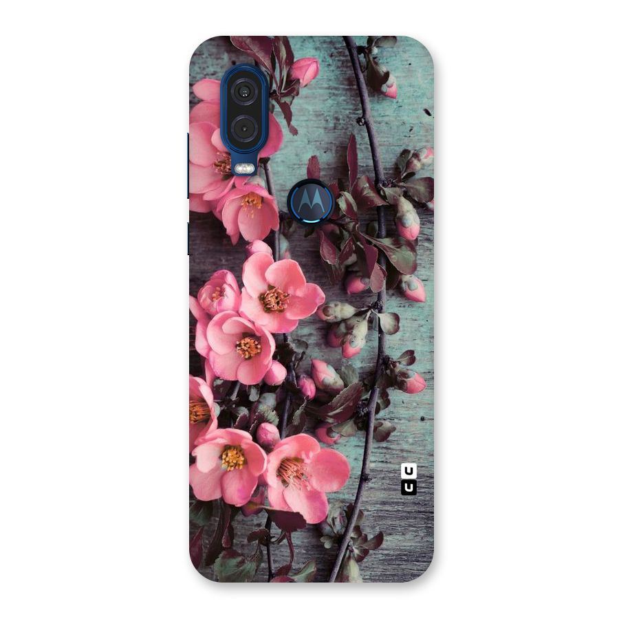 Wooden Floral Pink Back Case for Motorola One Vision