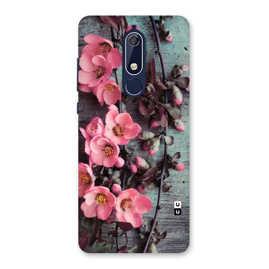 Wooden Floral Pink Back Case for Nokia 5.1