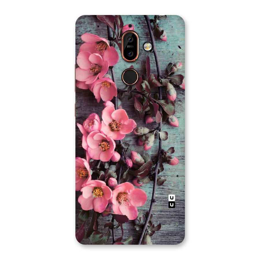 Wooden Floral Pink Back Case for Nokia 7 Plus