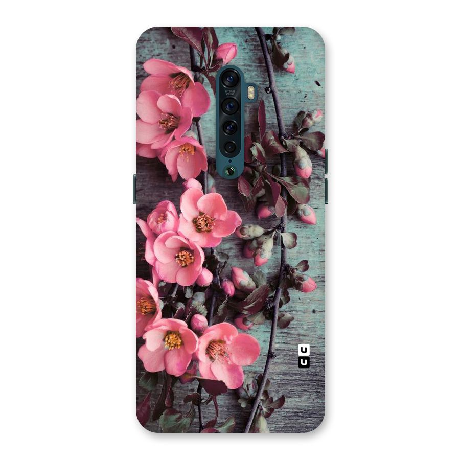 Wooden Floral Pink Back Case for Oppo Reno2