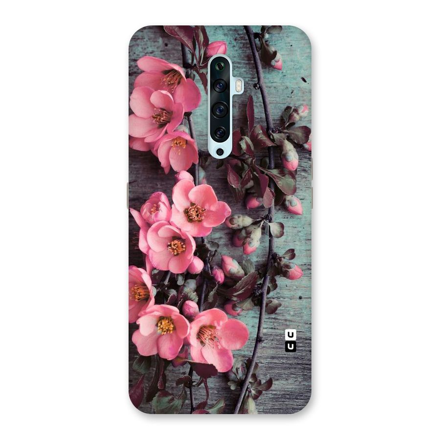 Wooden Floral Pink Back Case for Oppo Reno2 F