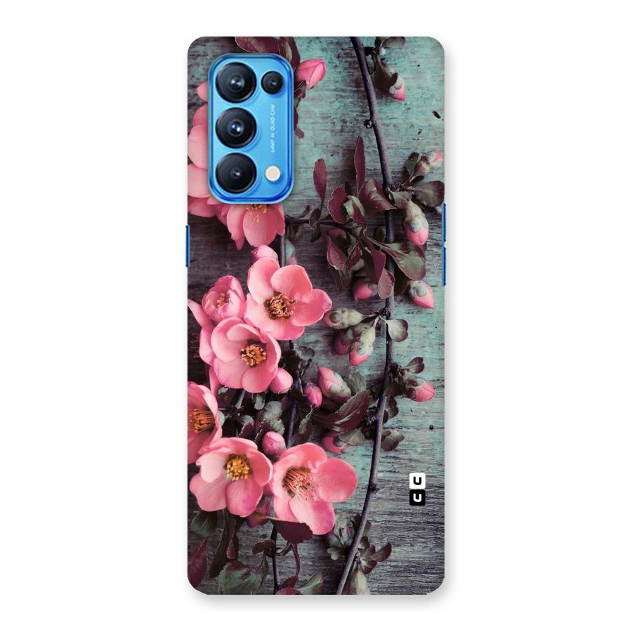 Wooden Floral Pink Back Case for Oppo Reno5 Pro 5G