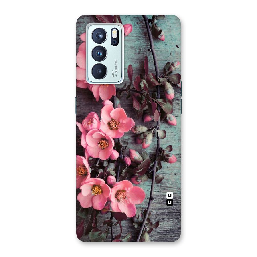 Wooden Floral Pink Back Case for Oppo Reno6 Pro 5G