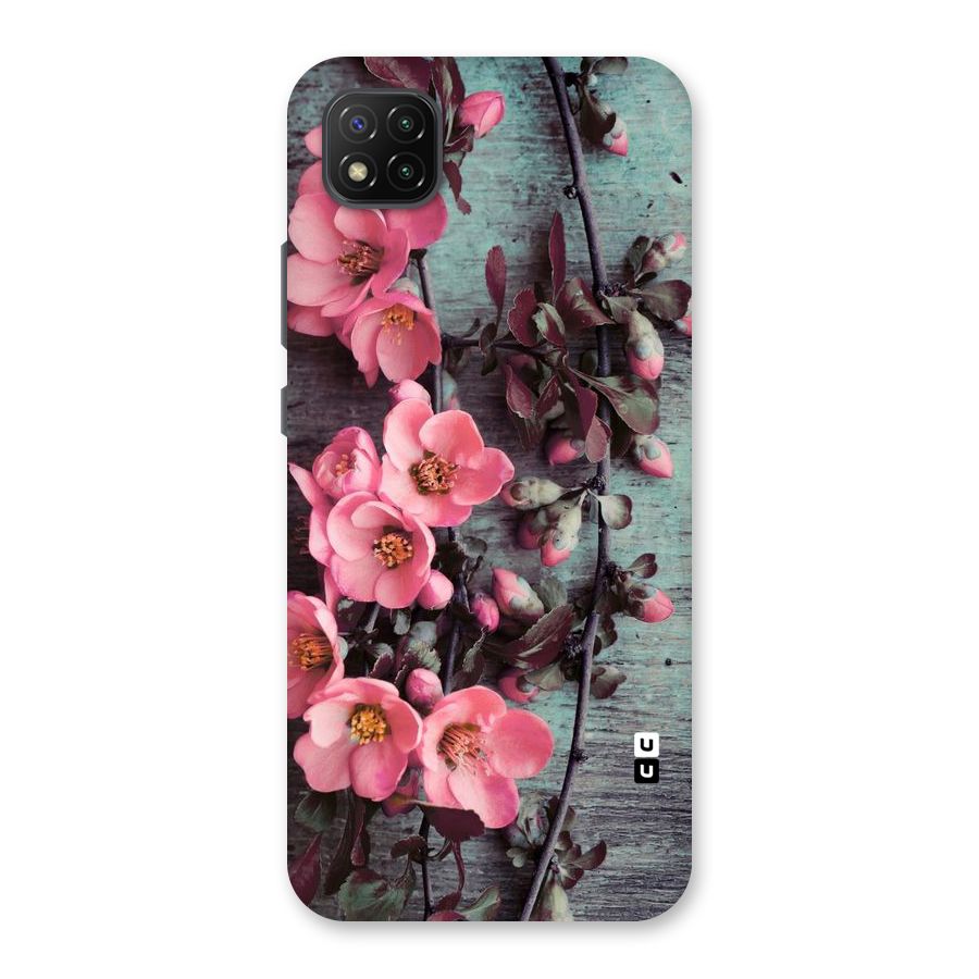 Wooden Floral Pink Back Case for Poco C3