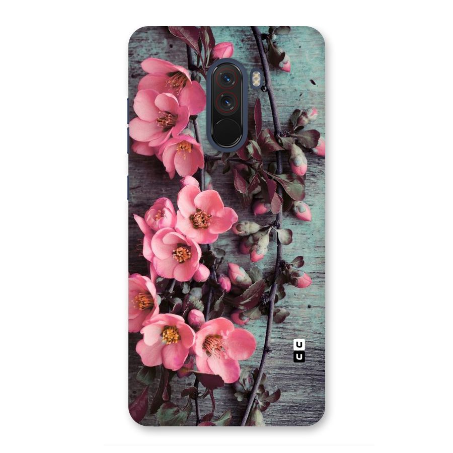 Wooden Floral Pink Back Case for Poco F1