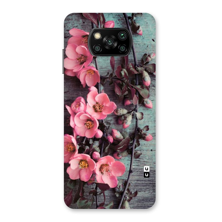Wooden Floral Pink Back Case for Poco X3