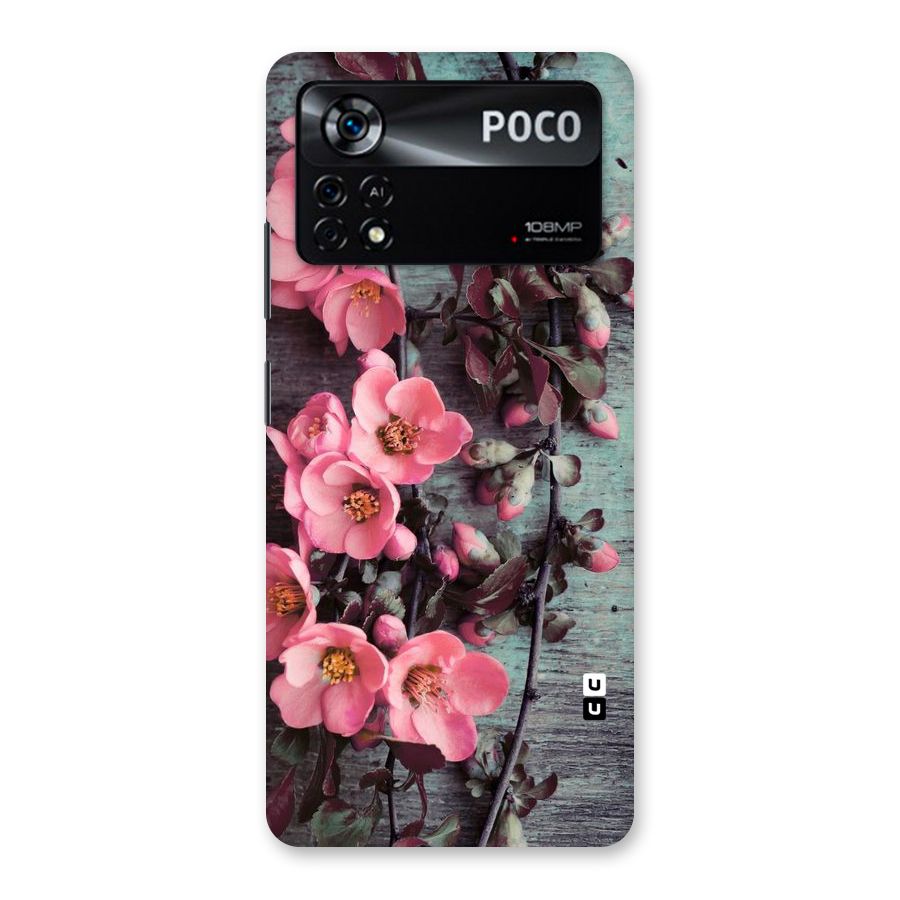 Wooden Floral Pink Back Case for Poco X4 Pro 5G