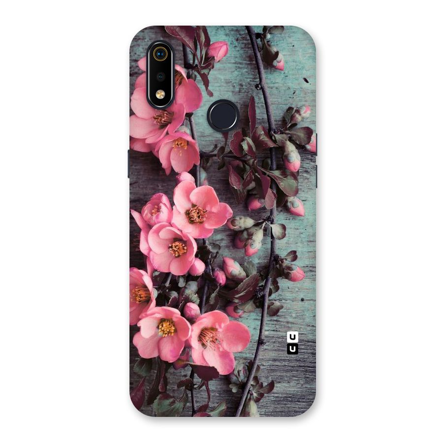 Wooden Floral Pink Back Case for Realme 3i