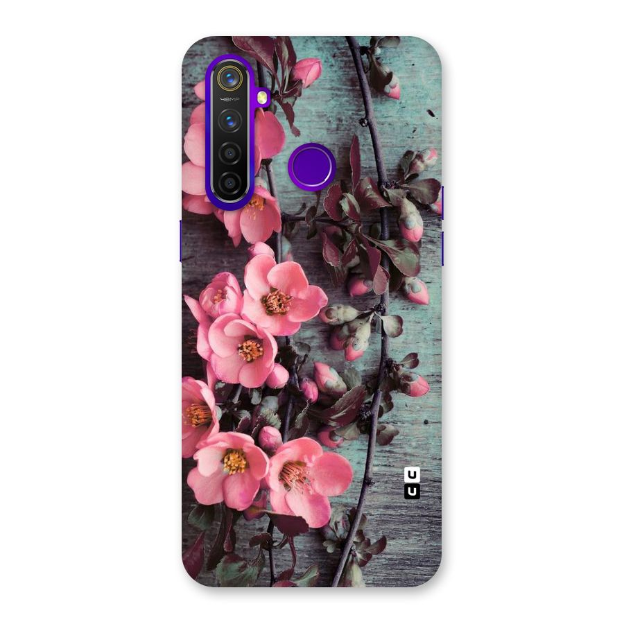 Wooden Floral Pink Back Case for Realme 5 Pro