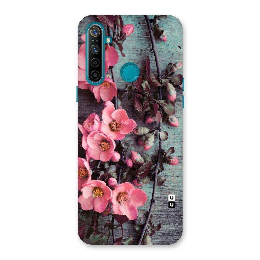 Wooden Floral Pink Back Case for Realme 5i
