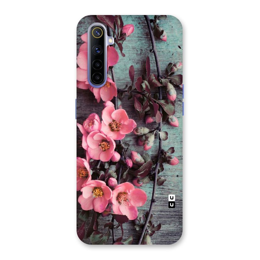 Wooden Floral Pink Back Case for Realme 6i