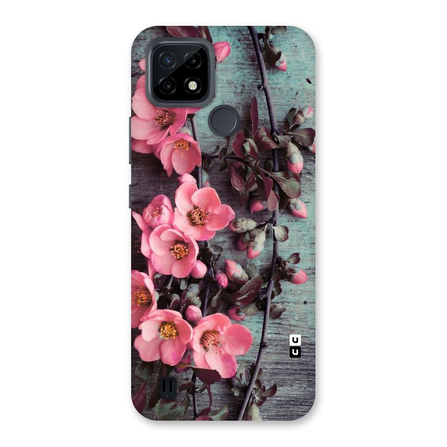 Wooden Floral Pink Back Case for Realme C21