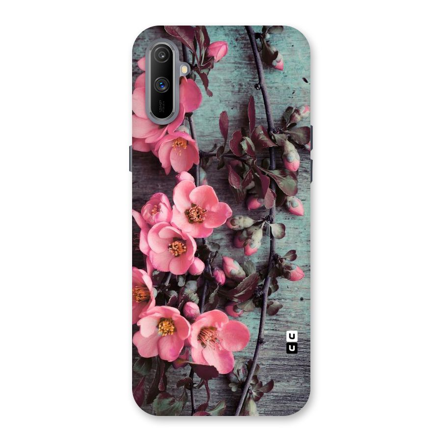 Wooden Floral Pink Back Case for Realme C3