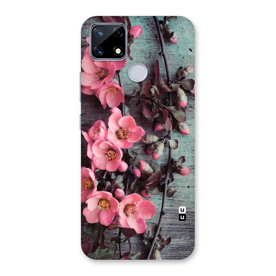 Wooden Floral Pink Back Case for Realme Narzo 20