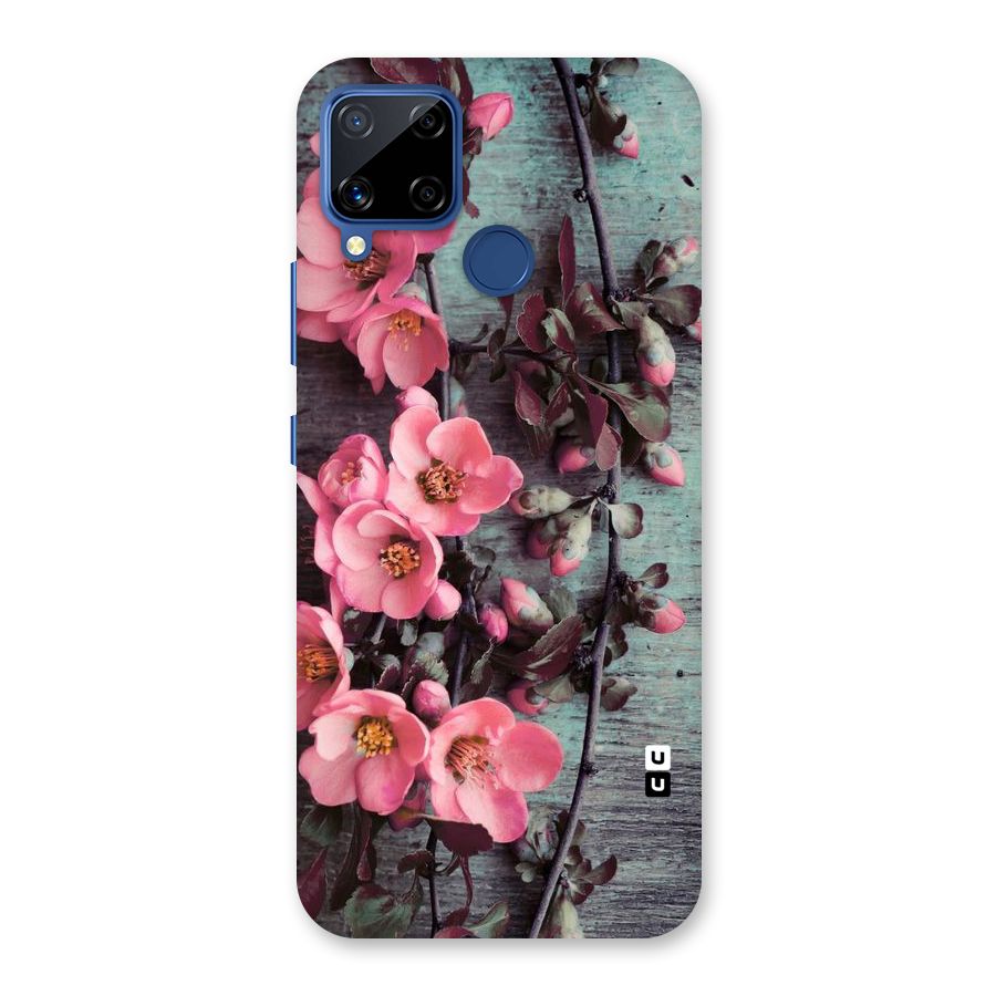 Wooden Floral Pink Back Case for Realme Narzo 30A