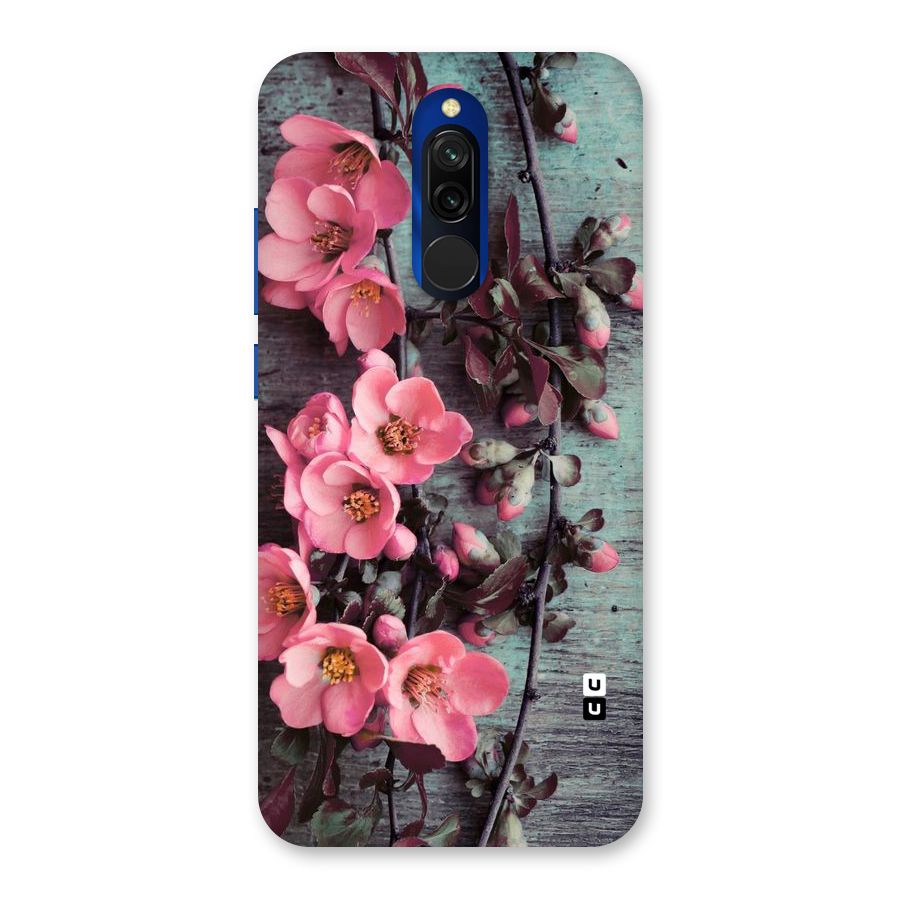 Wooden Floral Pink Back Case for Redmi 8