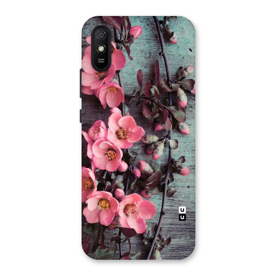 Wooden Floral Pink Back Case for Redmi 9A