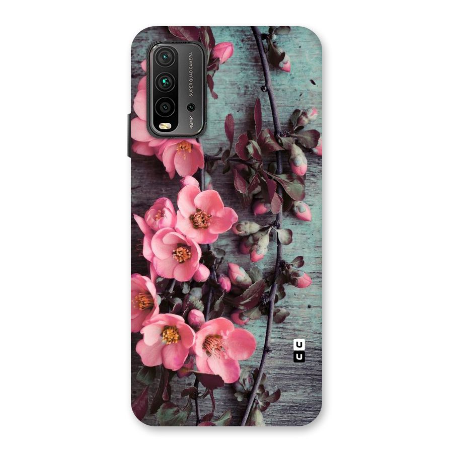 Wooden Floral Pink Back Case for Redmi 9 Power