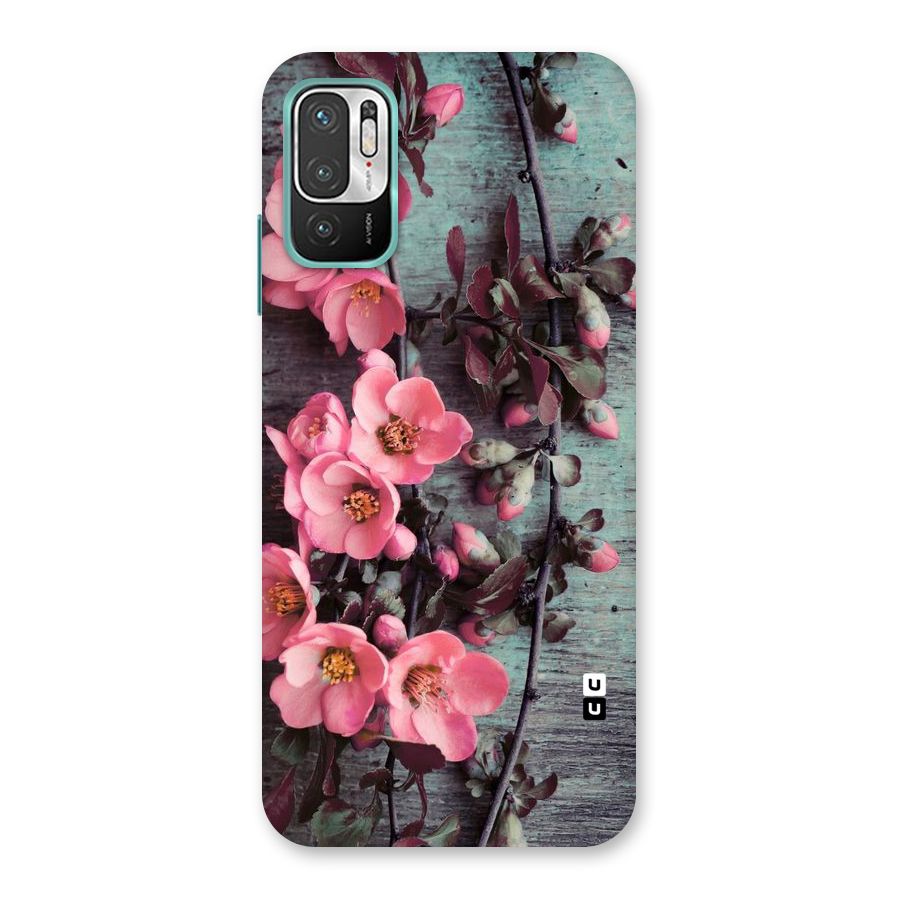 Wooden Floral Pink Back Case for Redmi Note 10T 5G