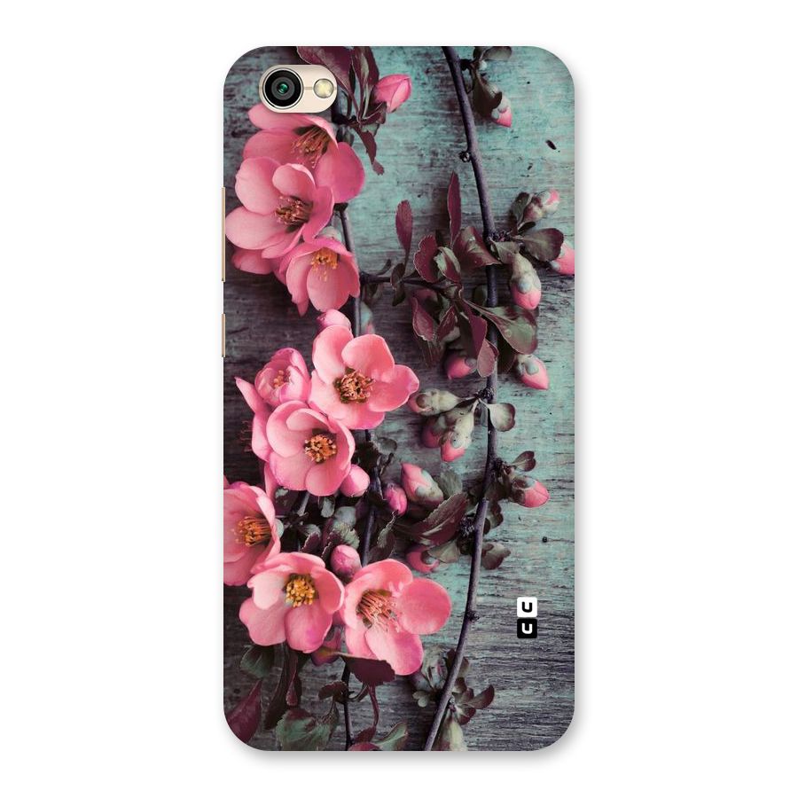 Wooden Floral Pink Back Case for Redmi Y1 Lite