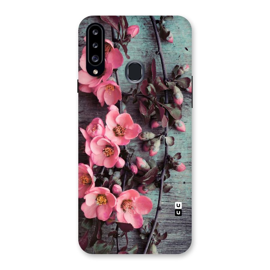 Wooden Floral Pink Back Case for Samsung Galaxy A20s