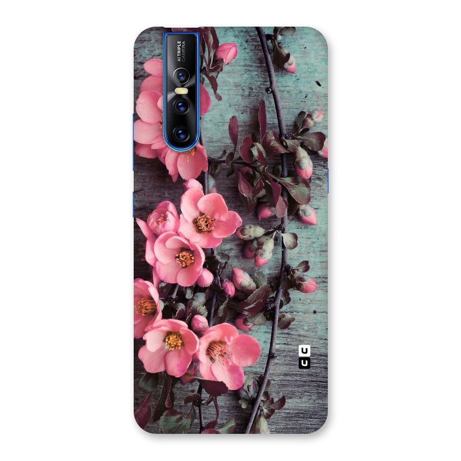Wooden Floral Pink Back Case for Vivo V15 Pro