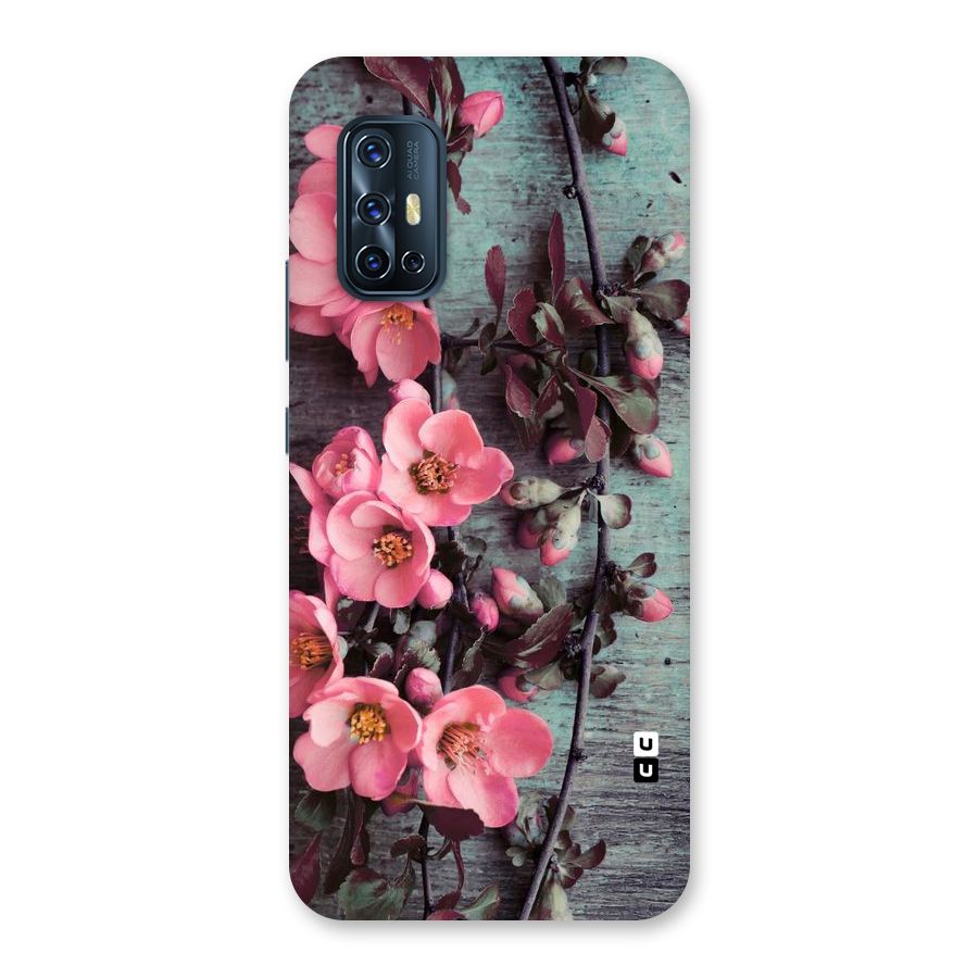 Wooden Floral Pink Back Case for Vivo V17