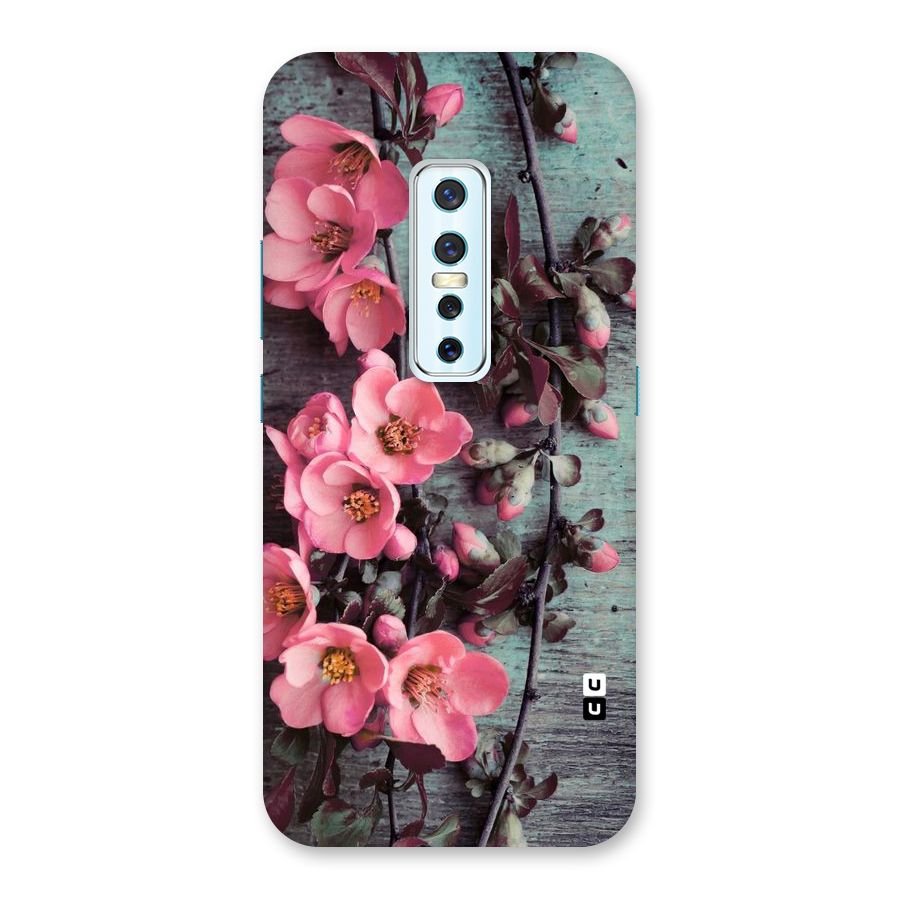 Wooden Floral Pink Back Case for Vivo V17 Pro
