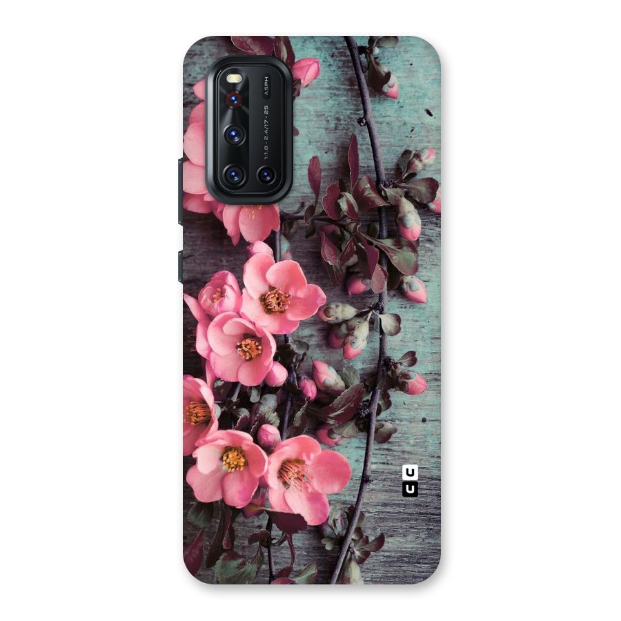 Wooden Floral Pink Back Case for Vivo V19
