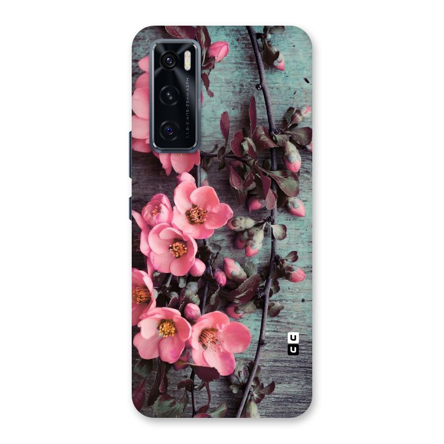 Wooden Floral Pink Back Case for Vivo V20 SE