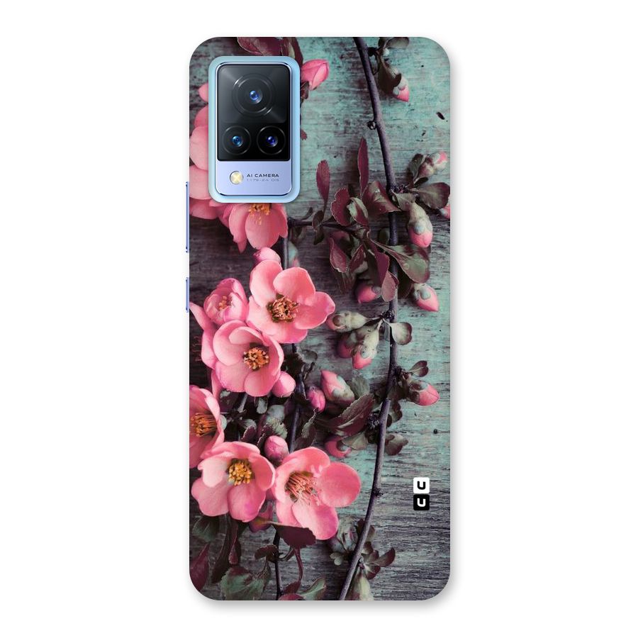 Wooden Floral Pink Back Case for Vivo V21 5G