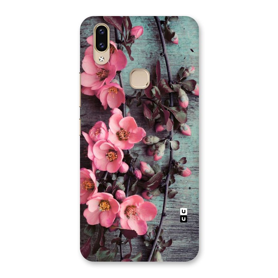 Wooden Floral Pink Back Case for Vivo V9 Youth